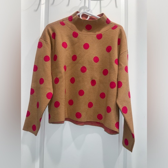 Anthropologie Maeve Carys Sweater Mock Neck Polka Dot - Picture 1 of 4